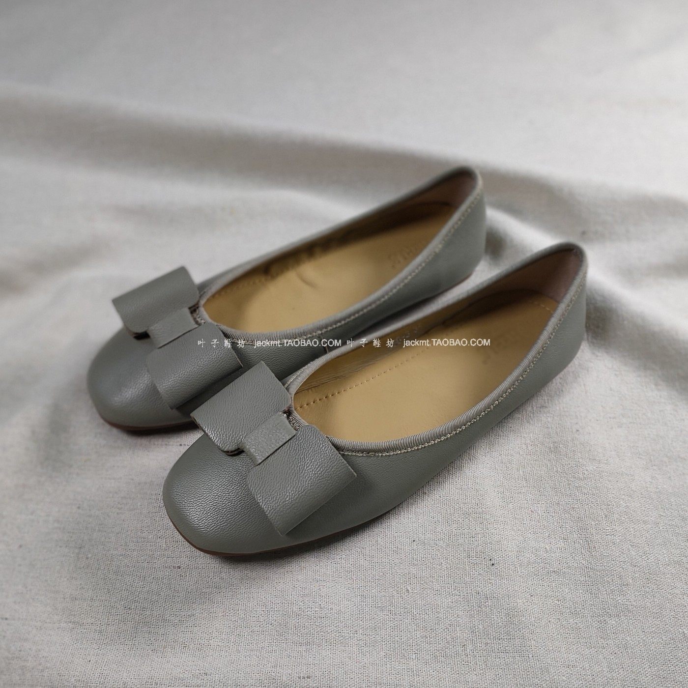 仅6对~纯原！比球鞋还舒服~显瘦灰色羊皮优雅蝴蝶结芭蕾舞平底鞋,淘宝优惠券,粉丝福利购,淘宝优惠卷