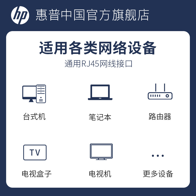 HP/惠普6类网线家用办公千兆光纤电脑宽带路由器网线宿舍室外网络