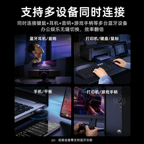 HP惠普蓝牙6.0适配器无线接收台式电脑音响鼠标耳机usb连接免驱动 - 图1