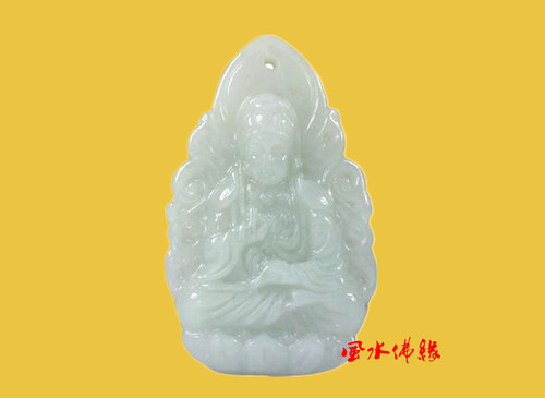 翡翠大势至菩萨吊坠项链玉佛鉴定证书手工雕刻守护神属马本命佛 - 图0