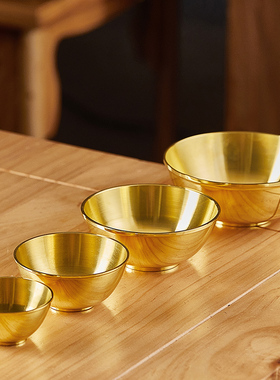 热销纯铜铜碗摆件铜筷子餐具套装饭碗家用加厚黄铜金碗供佛供水碗