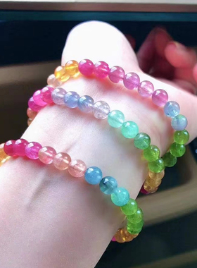 已出！传家宝25颗蓝碧玺紫碧玺6.5mm天然阿富汗碧玺多圈手链项链