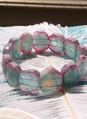 已出！稀有传家宝梦幻通透纯天然阿富汗蓝紫西瓜碧玺厚实大手排