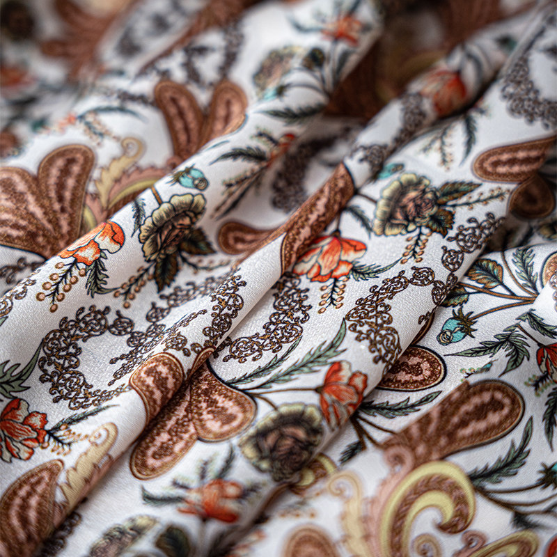 罗衣气质V领花色连衣裙女2025秋季新款优雅印花缎面中长裙子05055,淘宝优惠券,粉丝福利购,淘宝优惠卷