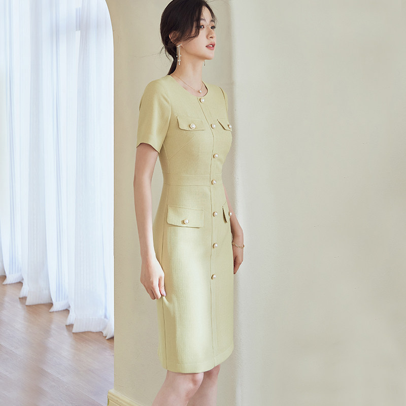 罗衣知性ol纯色女2022夏装连衣裙 罗衣连衣裙