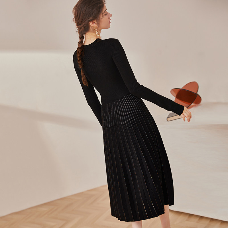 罗衣气质纯色连衣裙女新款优雅毛衣 罗衣连衣裙