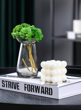 样板间书柜沙漏相框蜡烛软装饰品