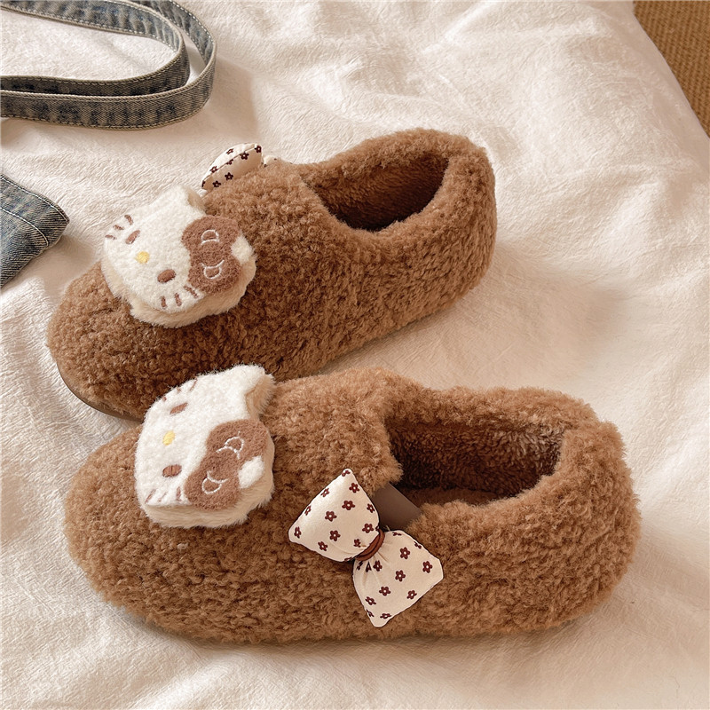 可爱蝴蝶结凯蒂猫棉鞋女2025冬季新款居家加绒保暖懒人包跟棉拖鞋,淘宝优惠券,粉丝福利购,淘宝优惠卷