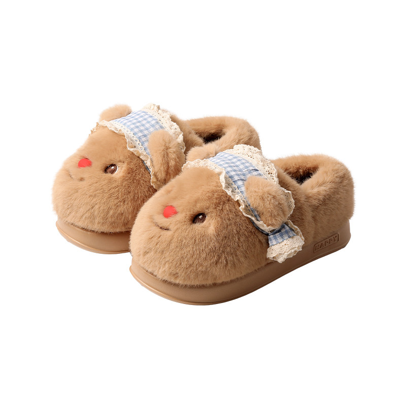 可爱黄油小熊棉鞋女2025冬季新款外穿厚底保暖防滑居家包跟棉拖鞋,淘宝优惠券,粉丝福利购,淘宝优惠卷