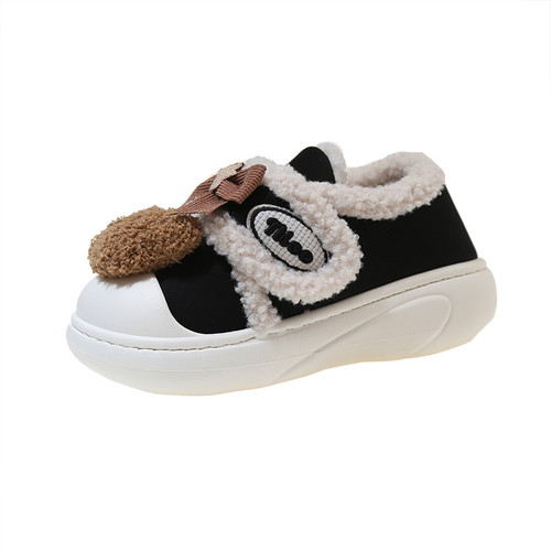 可爱少女心蝴蝶结小熊棉鞋女2024冬季新款外穿厚底家居保暖雪地靴 - 图3