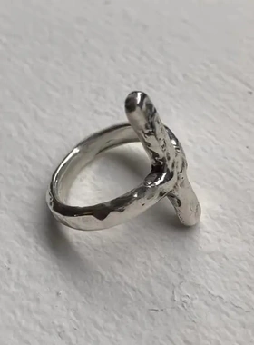 做旧锤纹十字架戒指女韩国轻奢小众设计高级感冷淡风气质食指指环