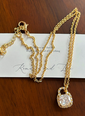 爆闪镶钻小包吊坠项链锁骨链