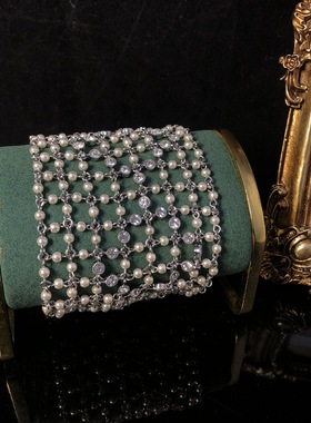 复古风琉璃珍珠镂空链条手工串珠编织气质时尚百搭首饰手链饰品