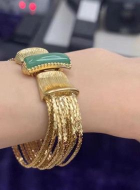 欧美外贸中古  莫奈早年书册款复古编织简约金色气质项链手链套装