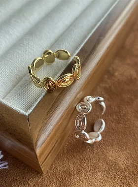 2025春季新款岩石环状素圈戒指可调节女小众设计感高级轻奢配饰