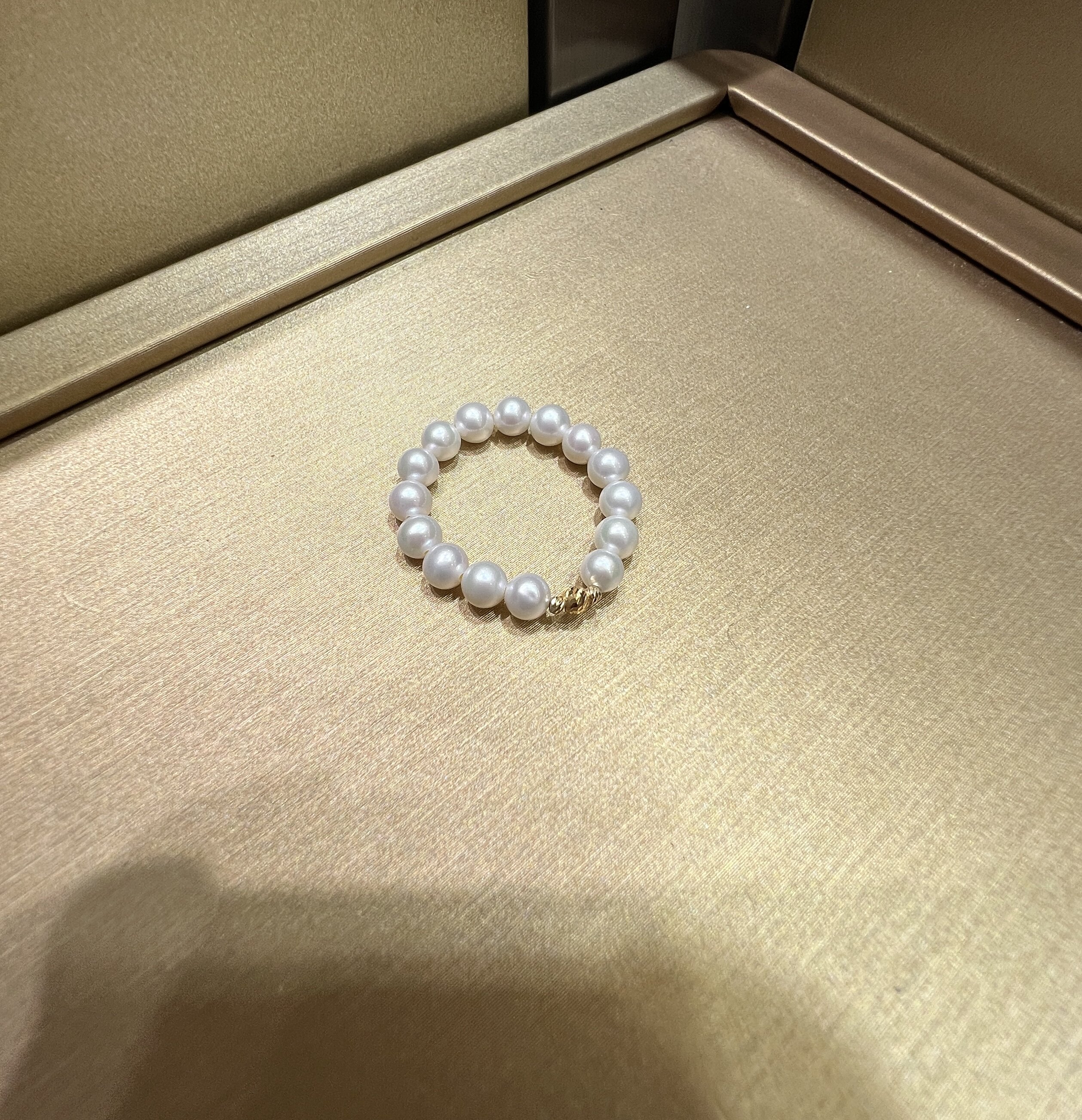 18k gold ring for women, fashionable and versatile ring, gift for girlfriend, elastic ring, natural bright pearl