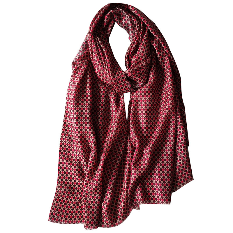 微瑕处理268元一条，纯山羊绒酒红圆点小菱格羊绒围巾女,淘宝优惠券,粉丝福利购,淘宝优惠卷