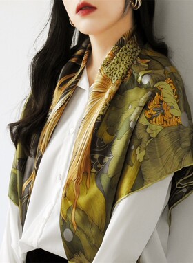 春夏显白女气质真丝方巾