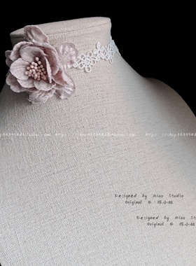 不褪色 蕾丝choker韩粉玫瑰花项链配饰颈链小众设计感简约气质