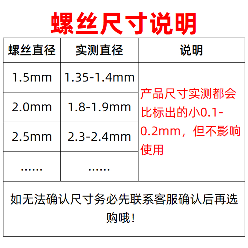 游标卡尺M1.2/1.5/2/2.5/3/4通用数显带表铜片紧定限位小固定螺丝 - 图0