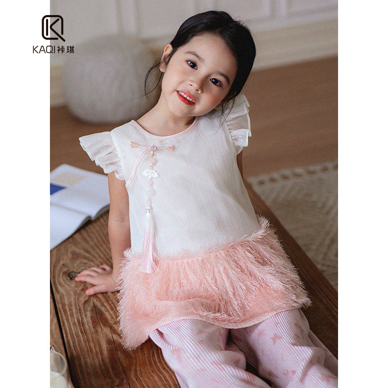 【Lpink童装】春夏季新款中大女童小女孩流苏国风上衣T恤90072,淘宝优惠券,粉丝福利购,淘宝优惠卷