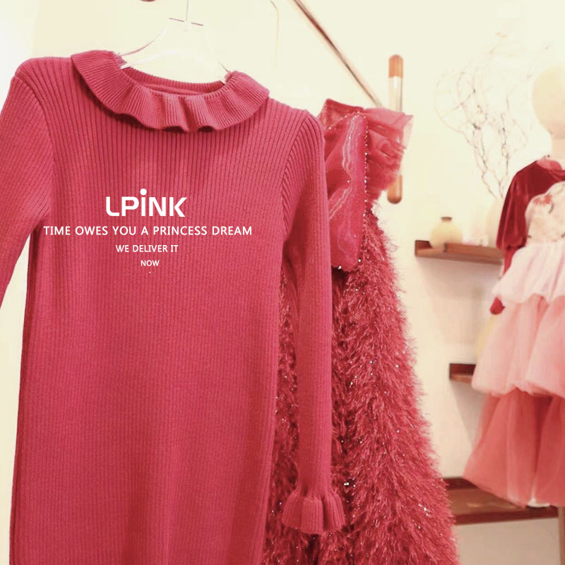 【Lpink 原创童装】女童秋冬款百搭针织荷叶边打底衫 86036 - 图1
