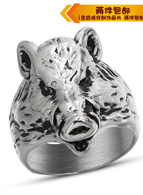 十二生肖动物霸气风属相钛钢戒指
