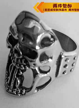 时尚风骷髅美元符号钛钢戒指