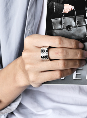 时尚钛钢戒指 欧美风蜂窝纹钛钢戒指 霸气个性潮人钛钢戒指指环