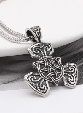 时尚钛钢项链  欧美街头风北欧维京凯尔特结嘻哈钛钢吊坠钛钢项链