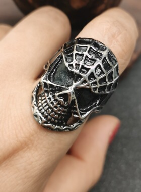 欧美朋克风复古骷髅头钛钢戒指