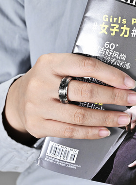 时尚钛钢戒指 复古做旧北欧复古风凯尔特结维京文字钛钢戒指指环