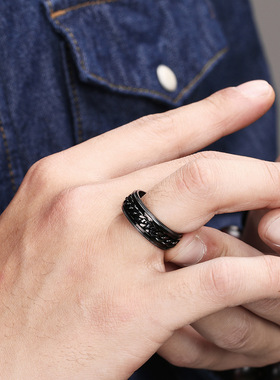 时尚钛钢戒指 欧美齿形开啤酒瓶链条嘻哈潮男钛钢戒指指环