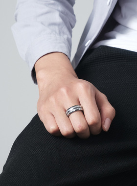 时尚戒指 双槽钨钢镶嵌冰丝戒指 求婚情侣对戒钨金防剐蹭钨金戒指