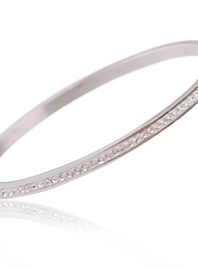 时尚风开口镶钻钛钢手环