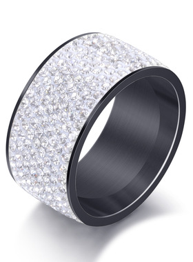 时尚风通用镶钻钛钢戒指