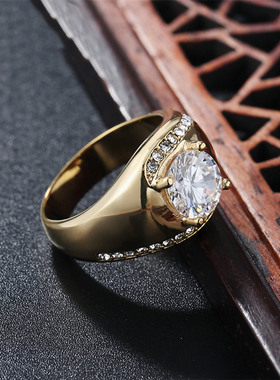 时尚钛钢男款戒指 欧美N款时尚个性钻石婚戒钻戒钛钢戒指指环