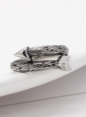 时尚钛钢男女戒指 欧美个性复古丘比特爱心之箭钛钢戒指指环