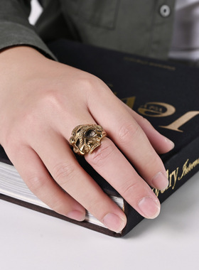 时尚钛钢戒指 欧美hiphop嘻哈毒蛇骷髅头戒指 暗黑风钛钢戒指指环