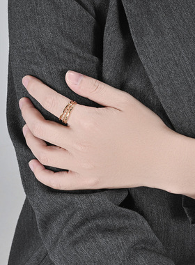 时尚钛钢戒指 1mm单戒三件套组合堆叠钛钢戒指尾戒套装钢戒指指环