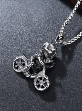 时尚风钛钢复古骷髅项链吊坠