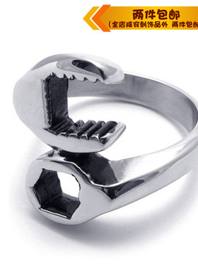 时尚钛钢戒指 朋克扳手工具食指指环 男款戒指指环