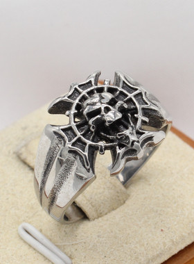 时尚钛钢男款戒指 欧美复古十字架骷髅戒指 男士钛钢戒指指环