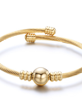 时尚钛钢手镯 电缆线简约圆珠手环手镯 钛钢女式手镯 闺蜜手环