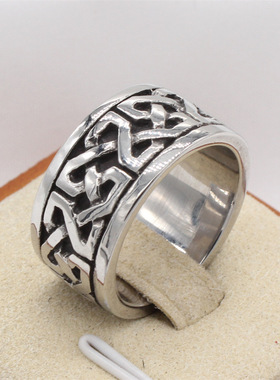 时尚钛钢男款戒指 欧美复古个性整圈维京图文钛钢戒指指环