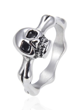 朋克风男士骨头钛钢戒指