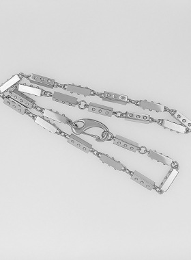 时尚钛钢项链 欧美ins朋克铸造长方体毛衣项链钛钢项链