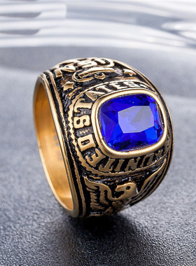 时尚风美国宝石男士钛钢戒指