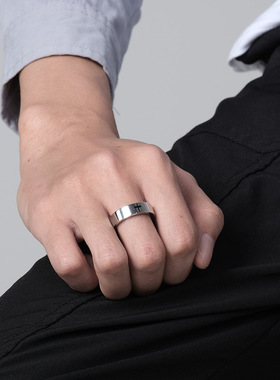 时尚钛钢戒指 简约十字架戒指 黑色十字架情侣对戒钛钢戒指指环