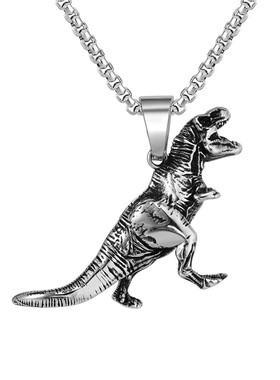 时尚钛钢项链 个性复古霸气恐龙钛钢吊坠 十字链男款钛钢项链